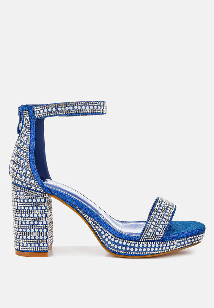 rhinestones and pearl embellished sandals by ruw#color_blue