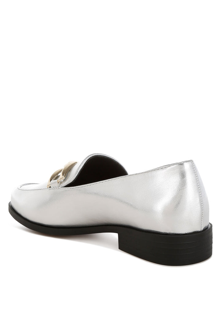 metallic horsebit detail loafers by ruw#color_silver