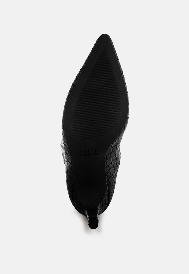 woven faux leather boots by ruw#color_black