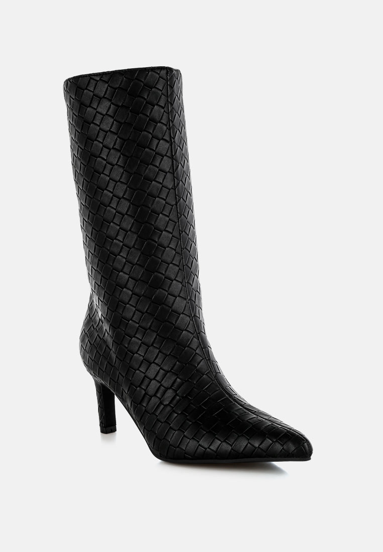 woven faux leather boots by ruw#color_black