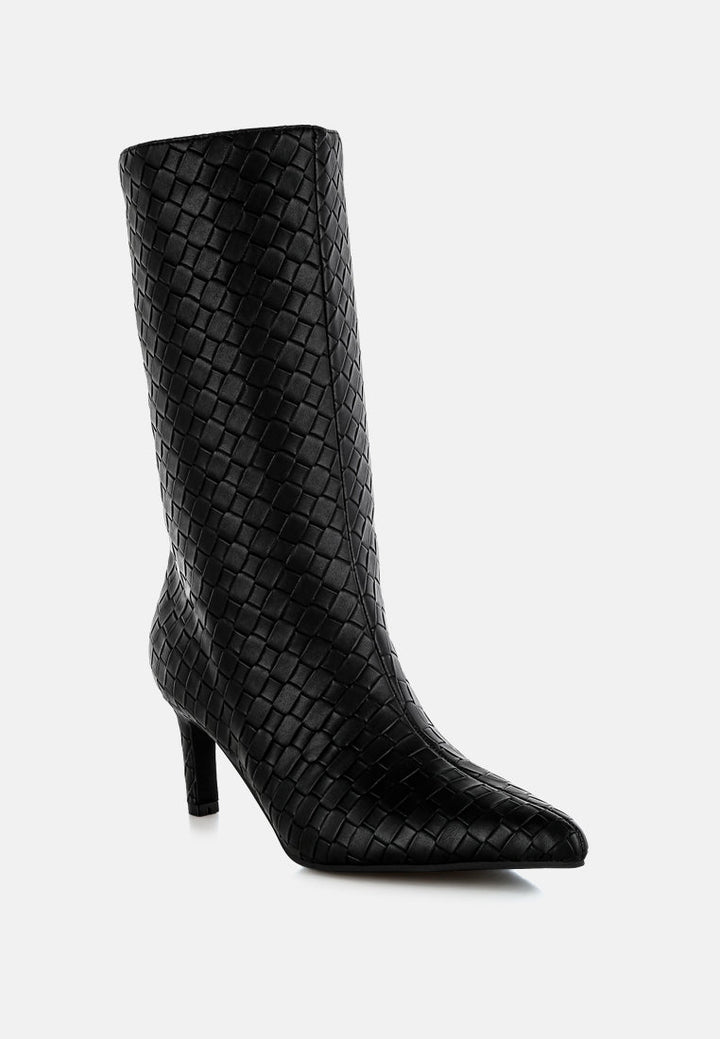 woven faux leather boots by ruw#color_black