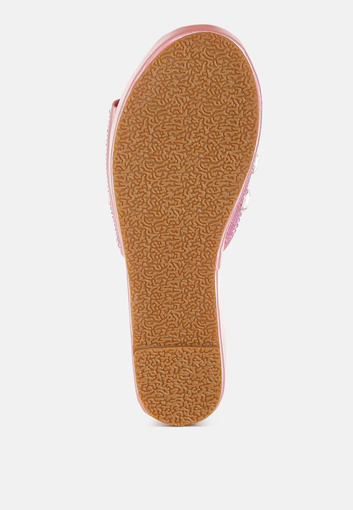 diamante & rhinestone flatform sandals by ruw#color_pink