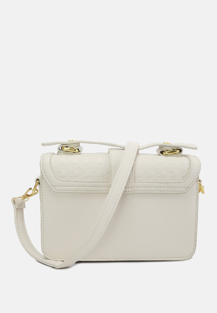 metal buckle flap bag by ruw#color_white