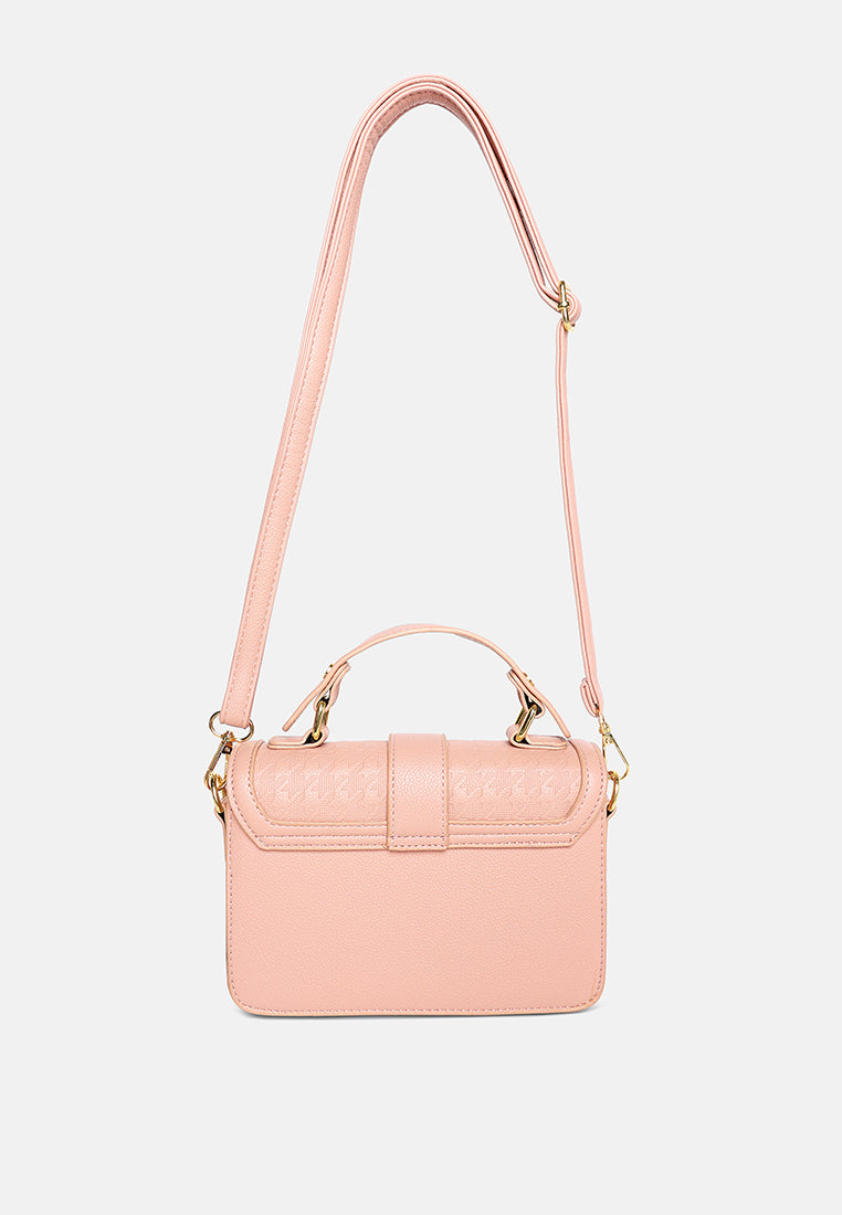 metal buckle flap bag by ruw#color_pinkish-grey