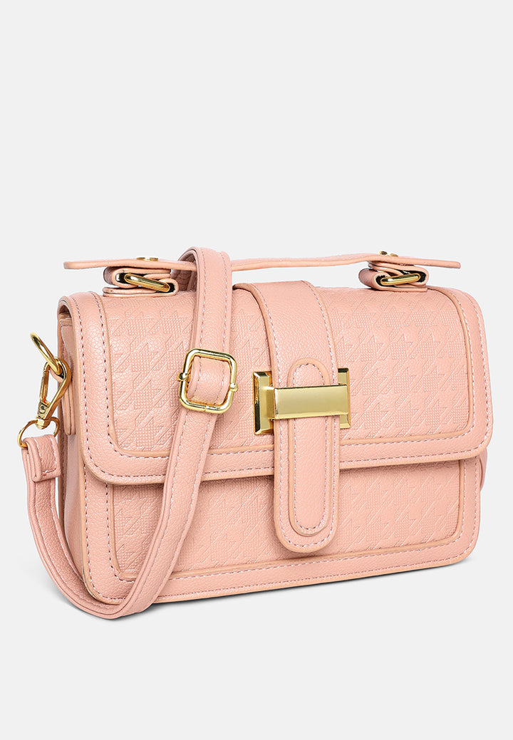 metal buckle flap bag by ruw#color_pinkish-grey