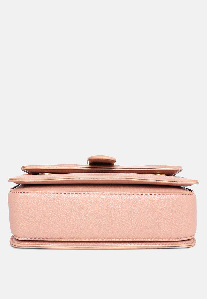 metal buckle flap bag by ruw#color_pinkish-grey