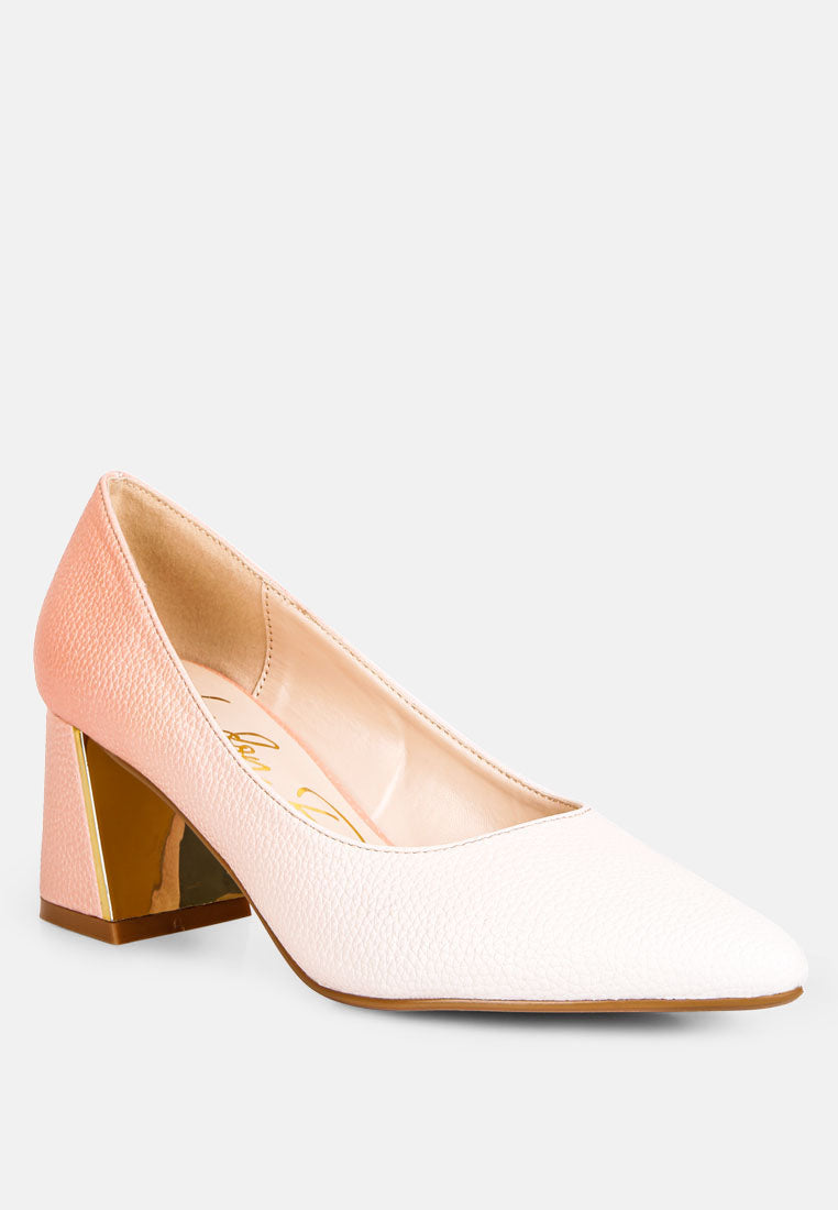 harlow metallic accent block heel pumps by ruw#color_beige-white