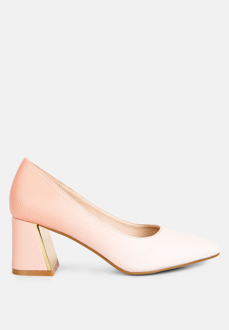 harlow metallic accent block heel pumps by ruw#color_beige-white