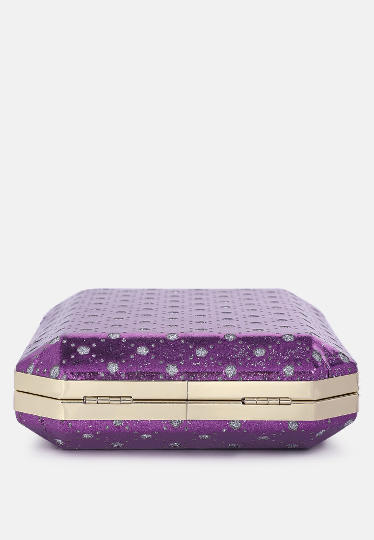 metallic cut out clutch bag#color_purple