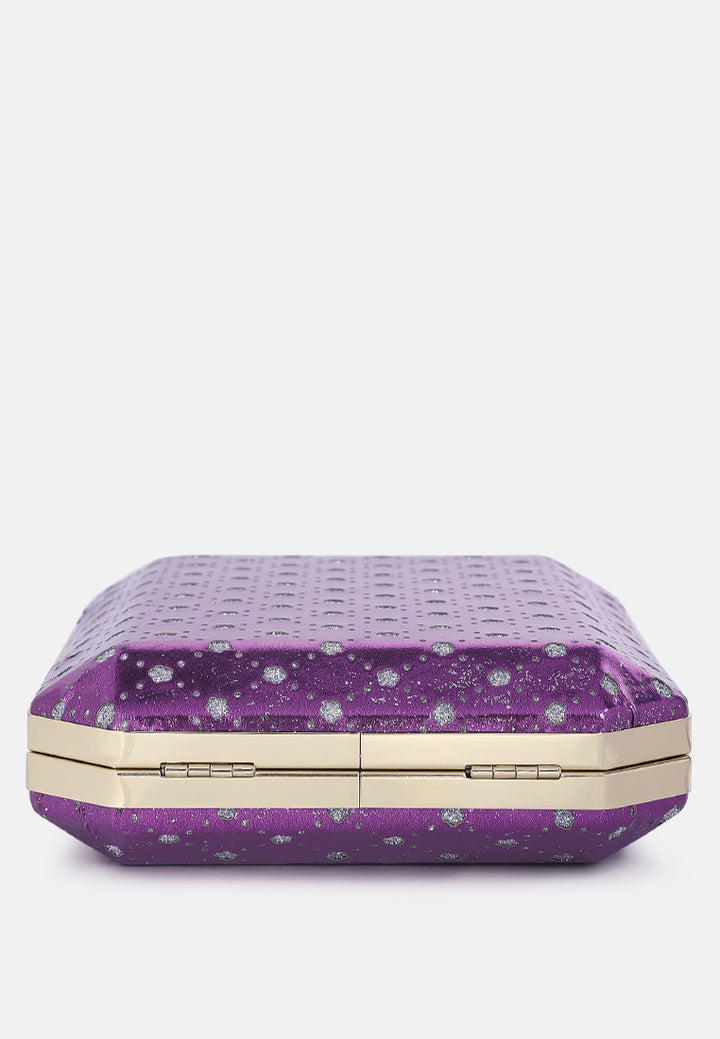 metallic cut out clutch bag#color_purple