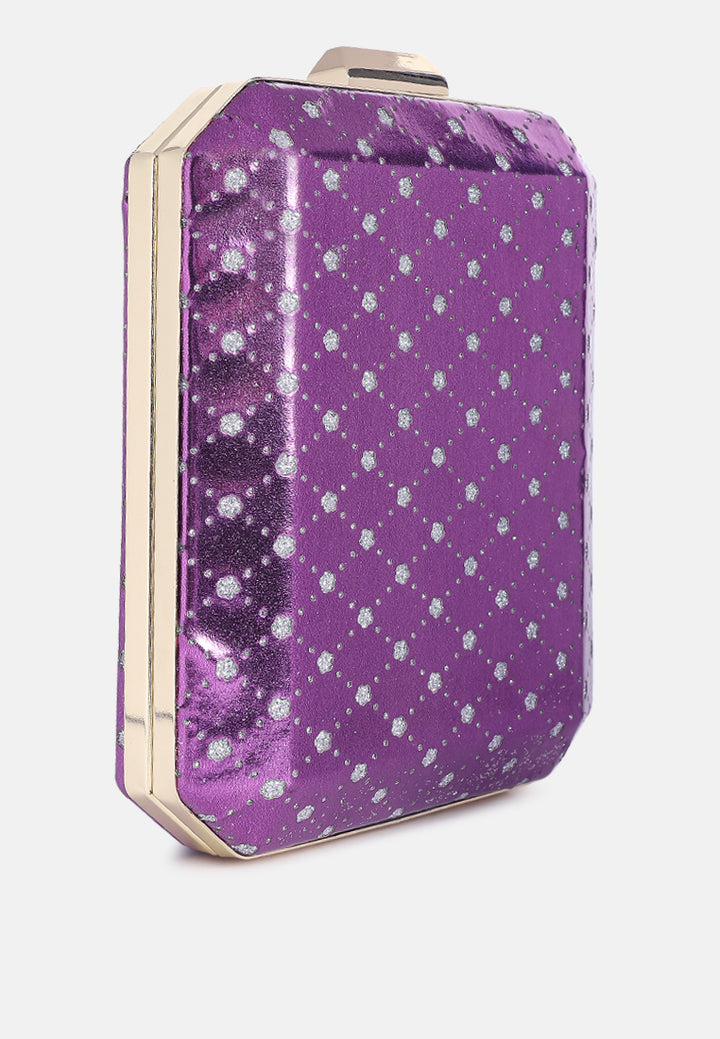 metallic cut out clutch bag#color_purple