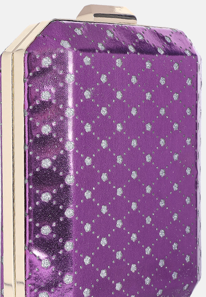 metallic cut out clutch bag#color_purple
