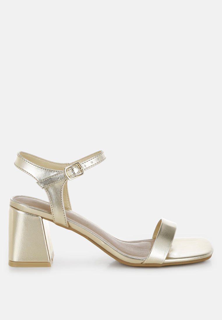 kazara metallic faux leather block heels#color_gold