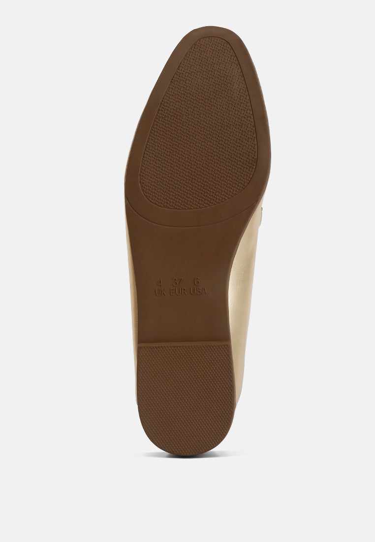 ichiro metallic faux leather horsebit detail loafers#color_gold