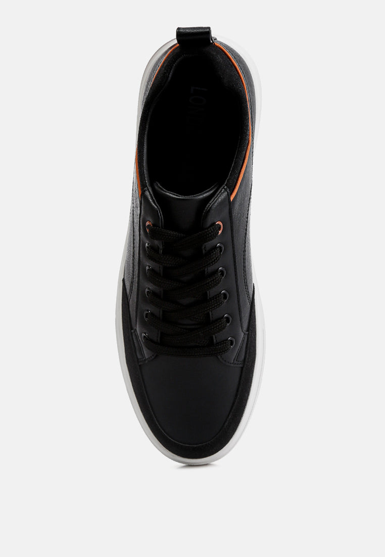 men's faux leather casual sneakers#color_black