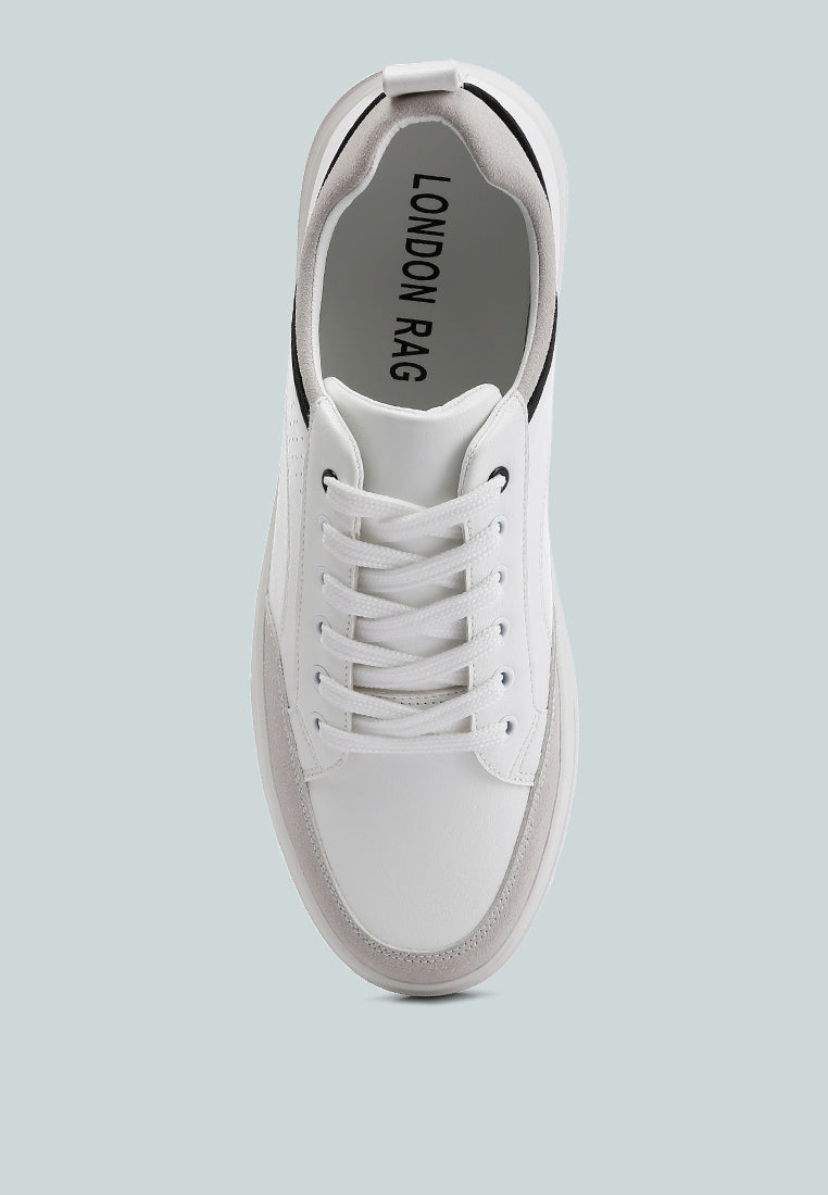 men's faux leather casual sneakers#color_white