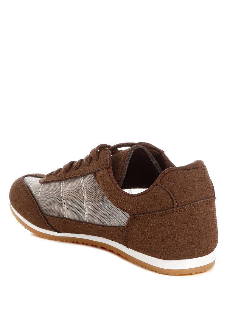 microfiber & mesh sneakers by ruw#color_brown