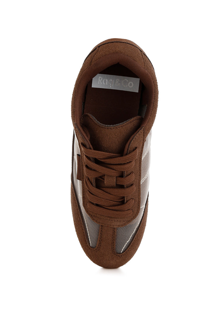 microfiber & mesh sneakers by ruw#color_brown