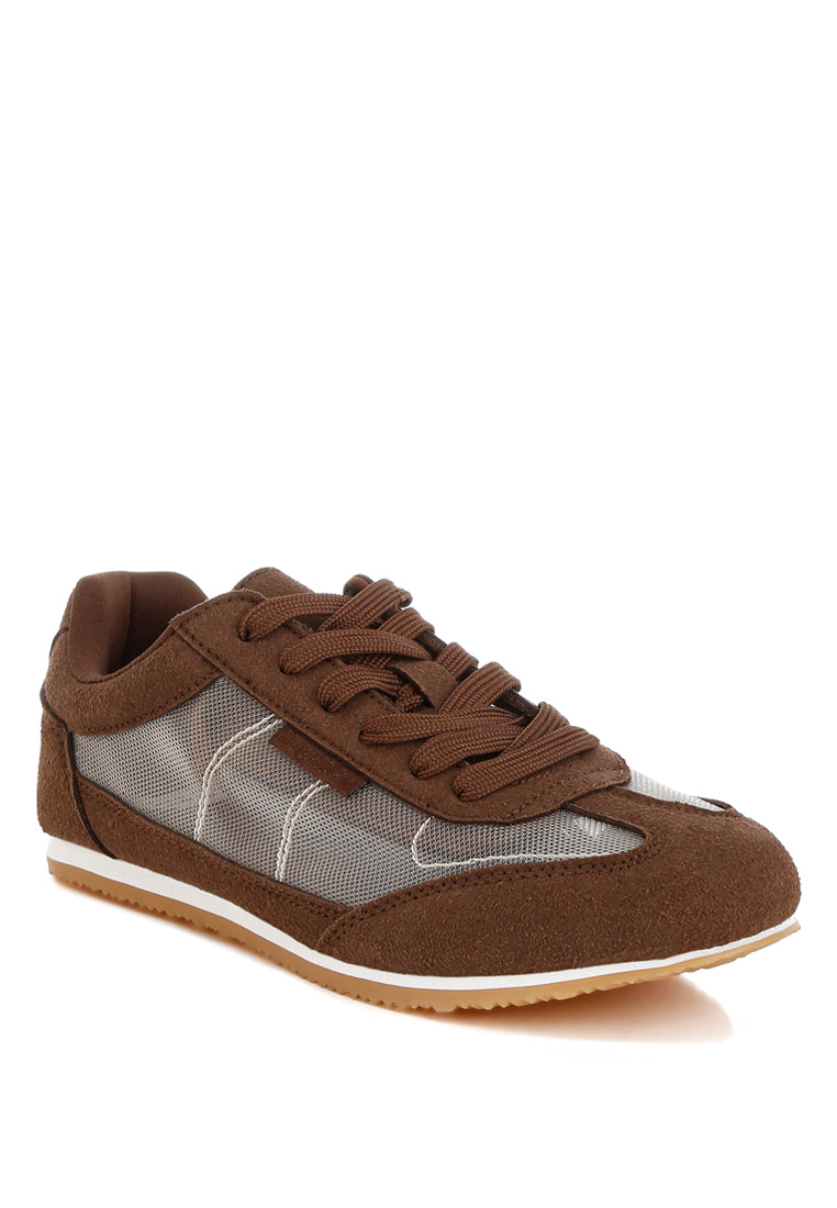 microfiber & mesh sneakers by ruw#color_brown