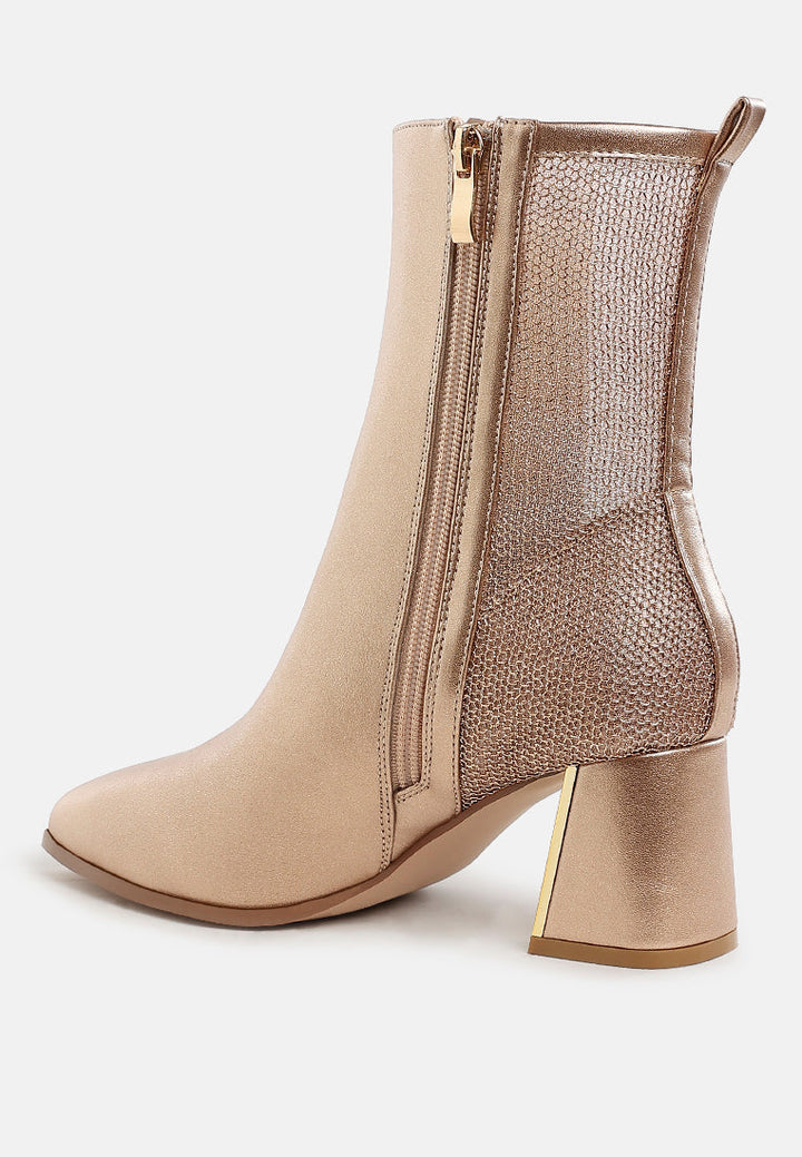 mesh detail pointy ankle boots by ruw#color_gold