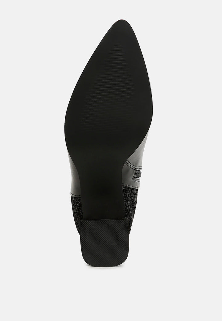 mesh detail pointy ankle boots by ruw#color_black