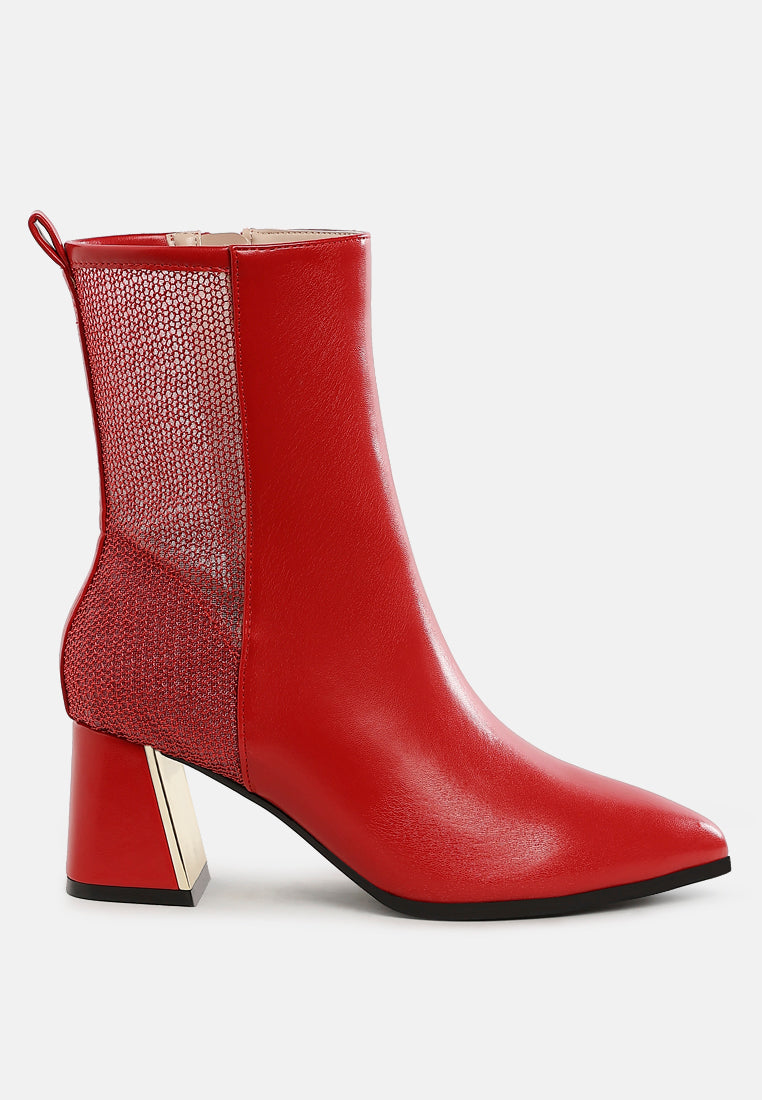 mesh detail pointy ankle boots by ruw#color_red