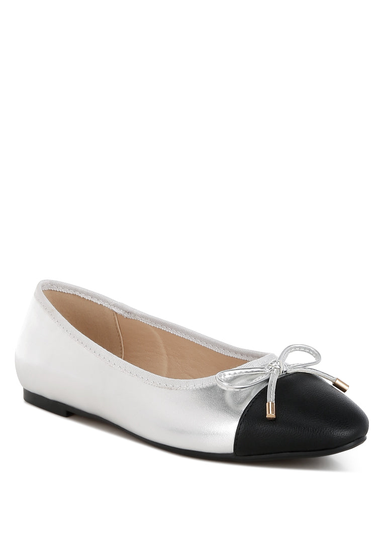 minato two tone ballet flats by ruw#color_silver