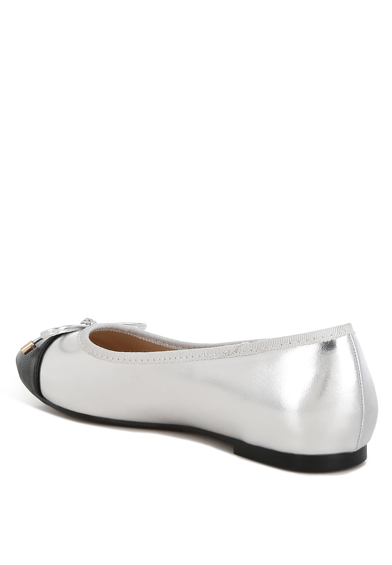 minato two tone ballet flats by ruw#color_silver