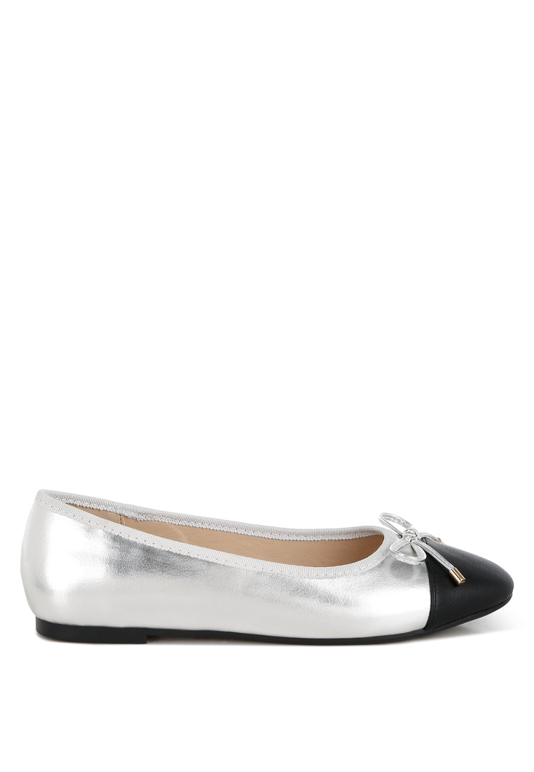 minato two tone ballet flats by ruw#color_silver