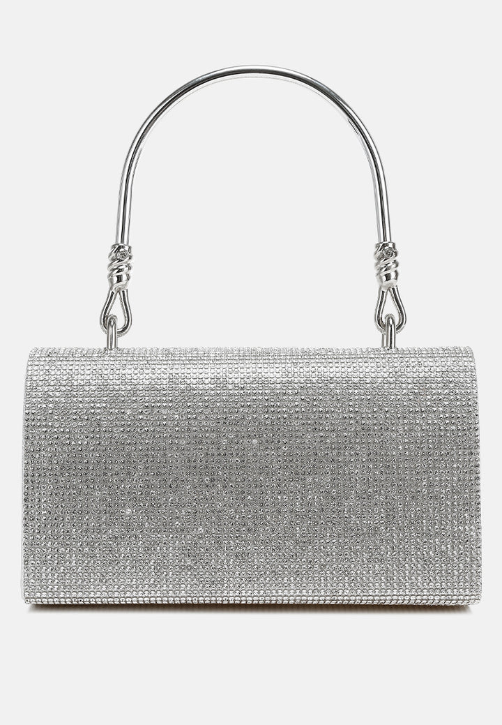 mini top handle rhinestone bag by ruw#color_silver