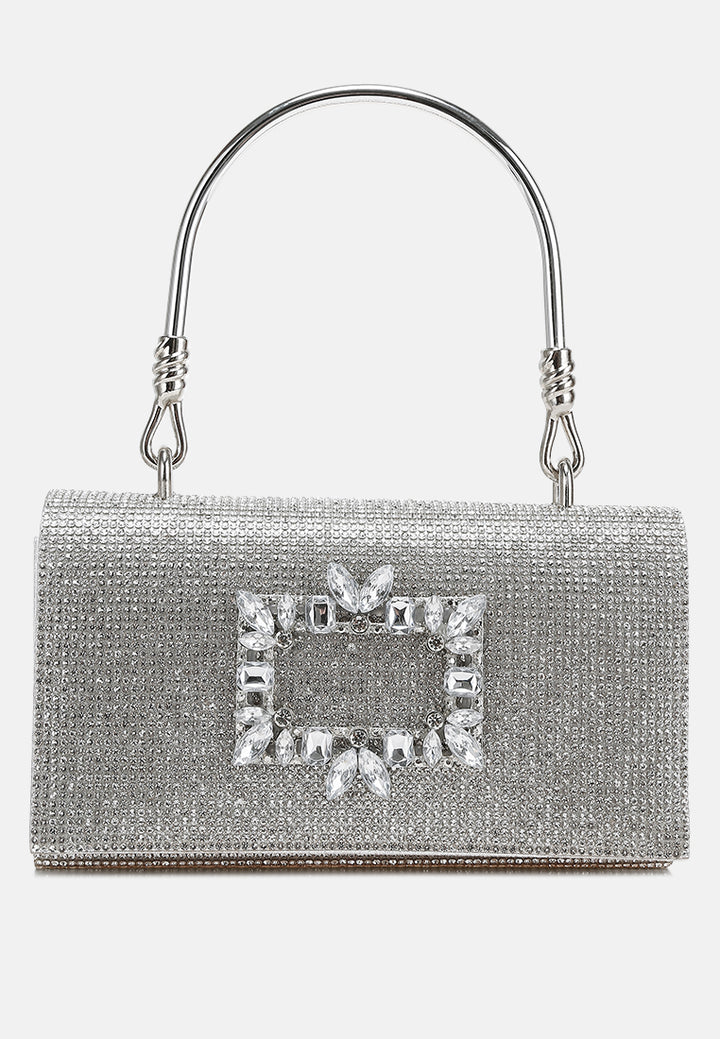 mini top handle rhinestone bag by ruw#color_silver