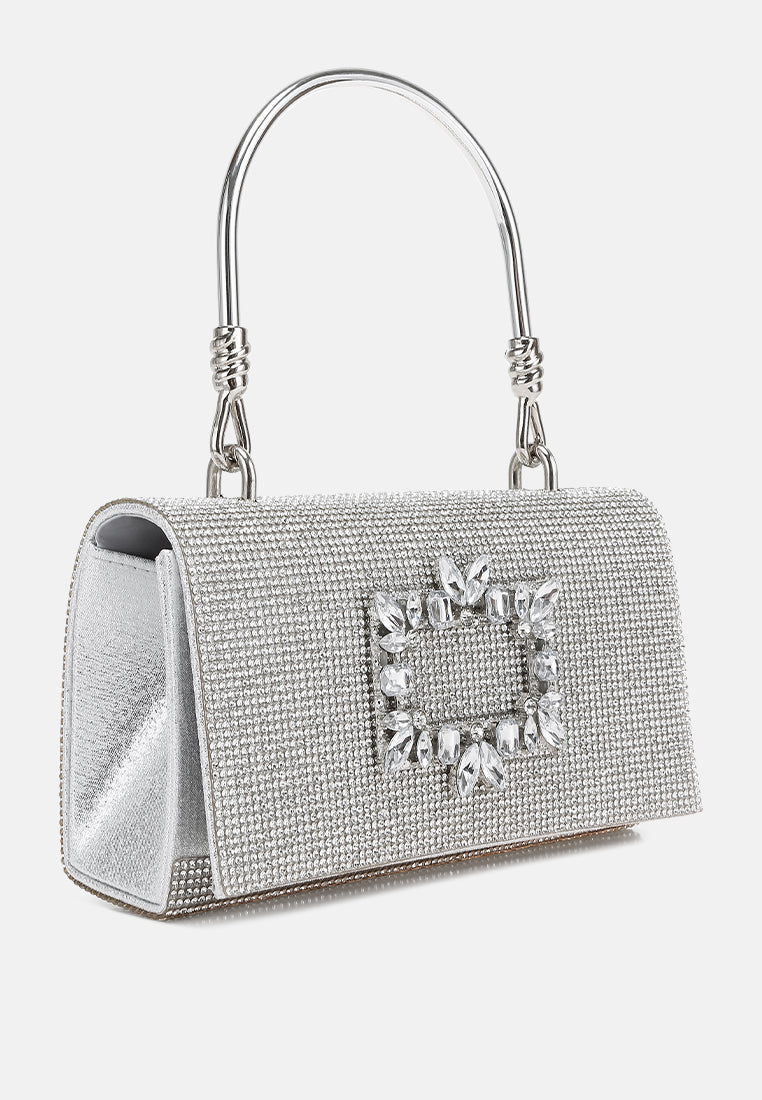 mini top handle rhinestone bag by ruw#color_silver