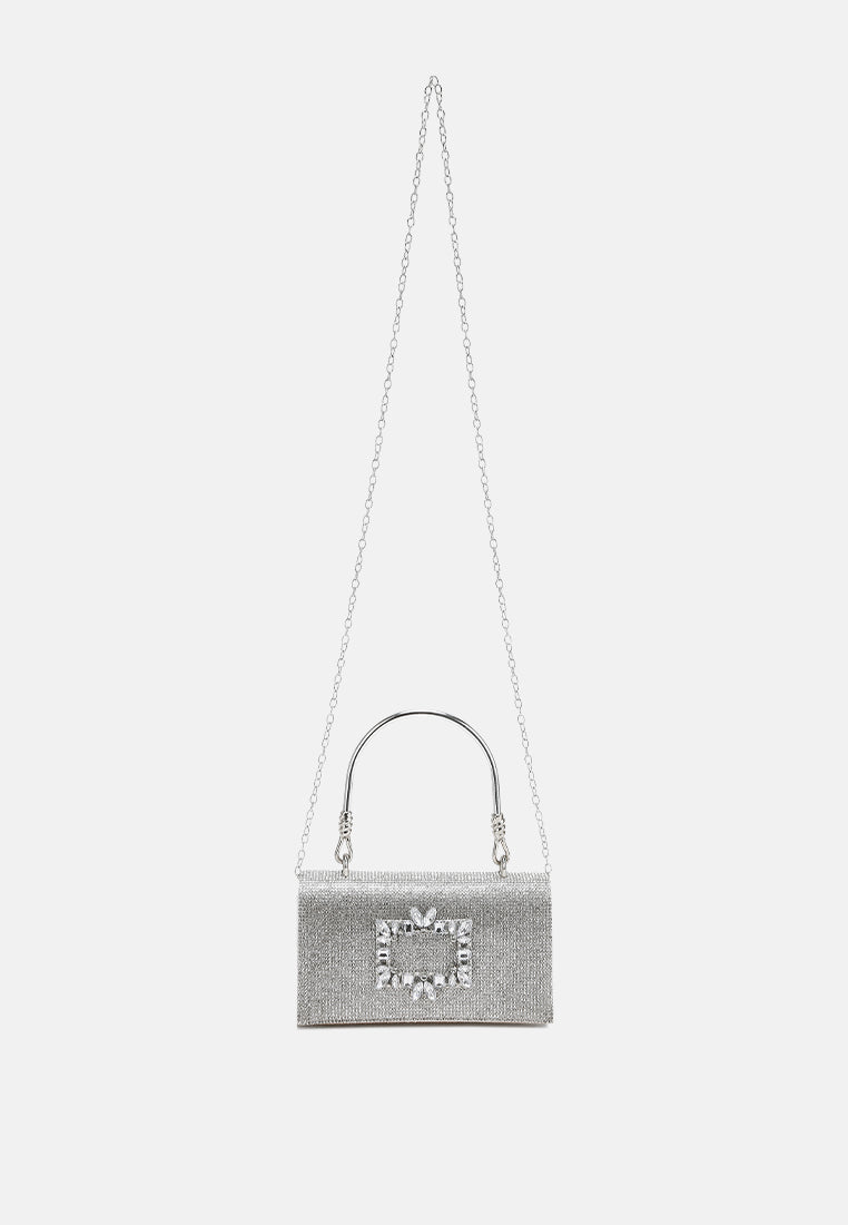 mini top handle rhinestone bag by ruw#color_silver