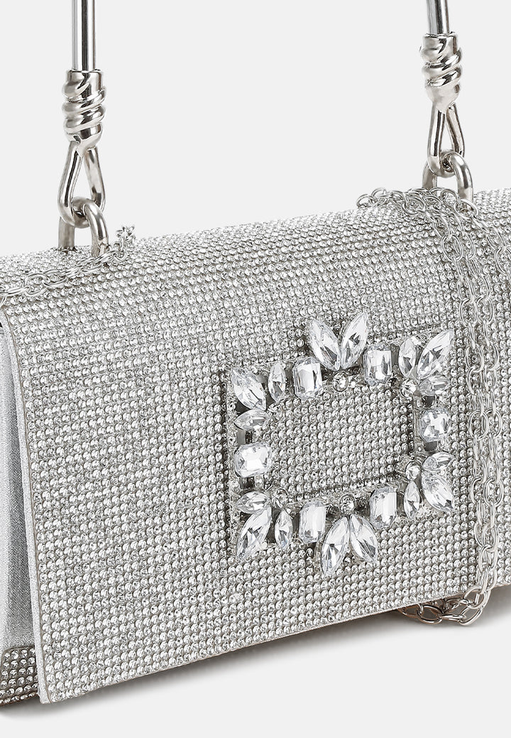 mini top handle rhinestone bag by ruw#color_silver