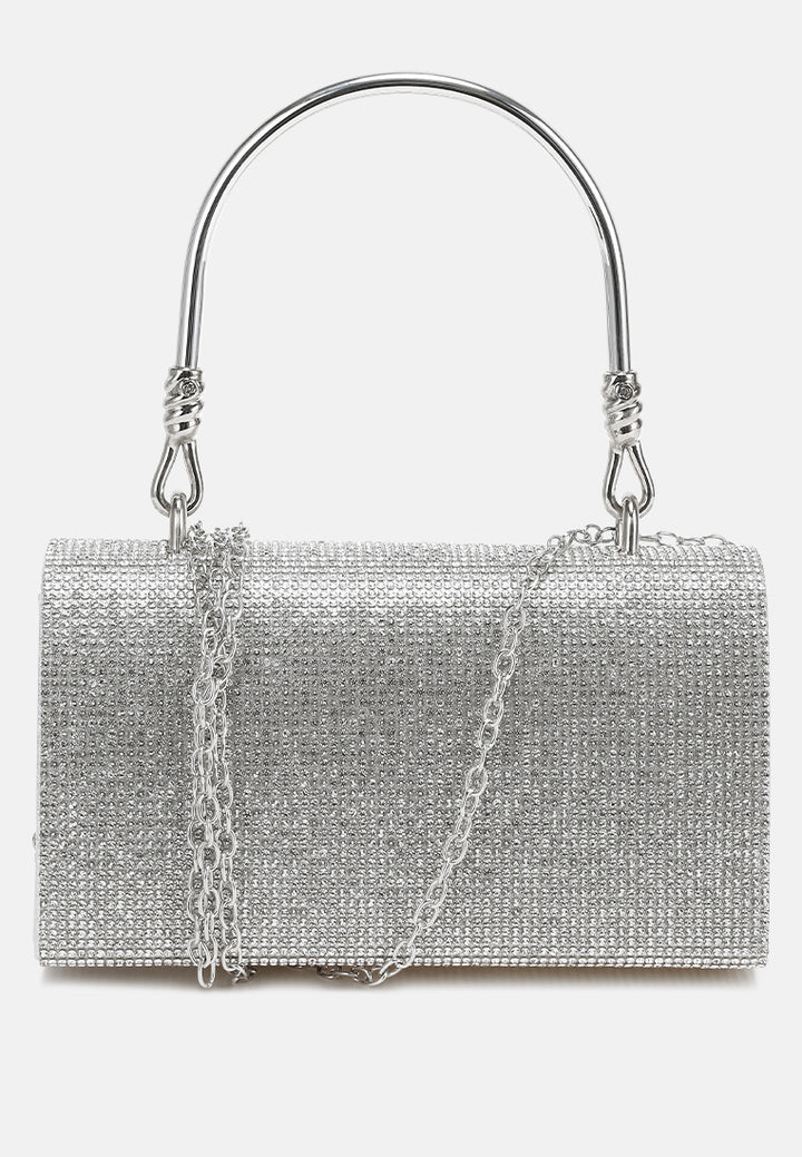 mini top handle rhinestone bag by ruw#color_silver