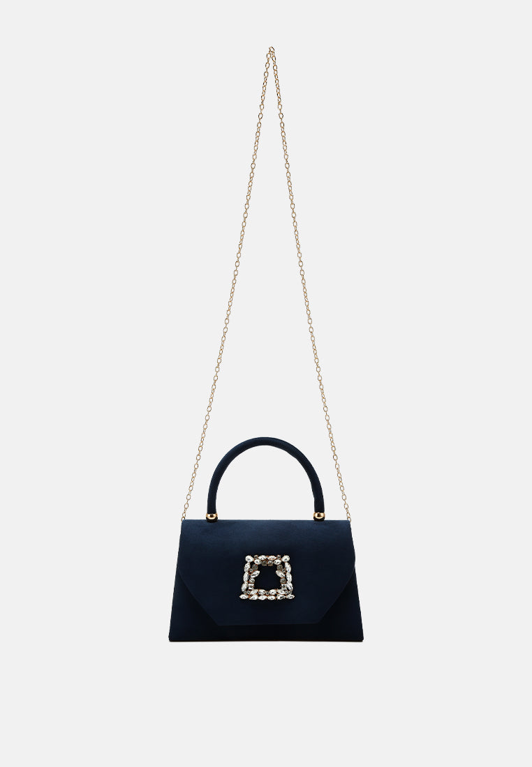 mini top handle brooch bag by ruw#color_navy