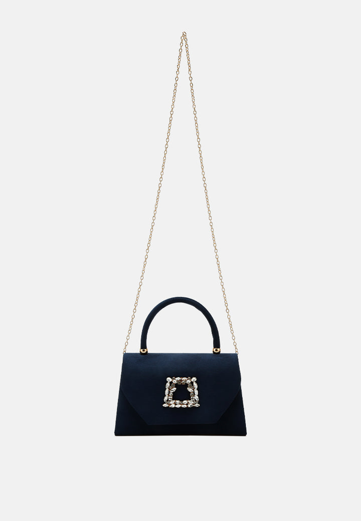 mini top handle brooch bag by ruw#color_navy