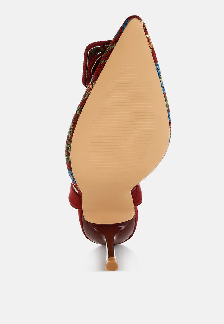 embroidered buckle detail stiletto heels by ruw#color_burgundy