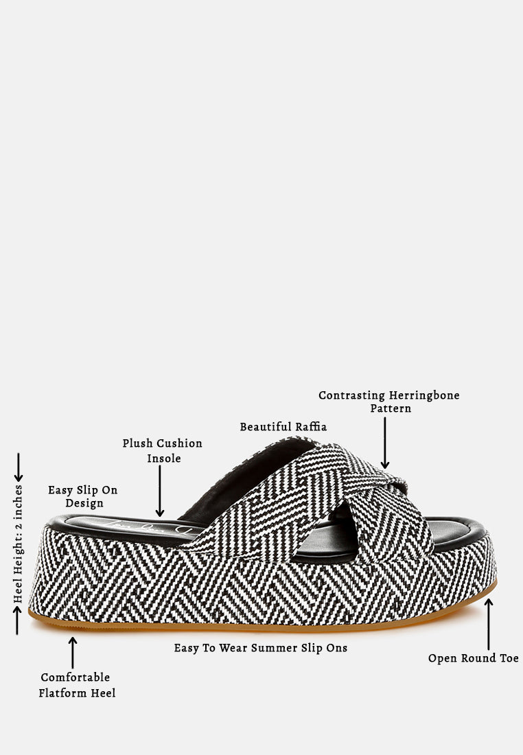raffia flatform slip ons by ruw#color_black-white