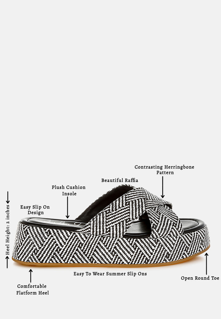 raffia flatform slip ons by ruw#color_black-white