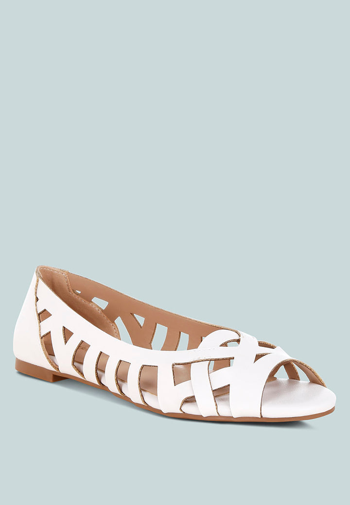 moira woven peep toe flats#color_white