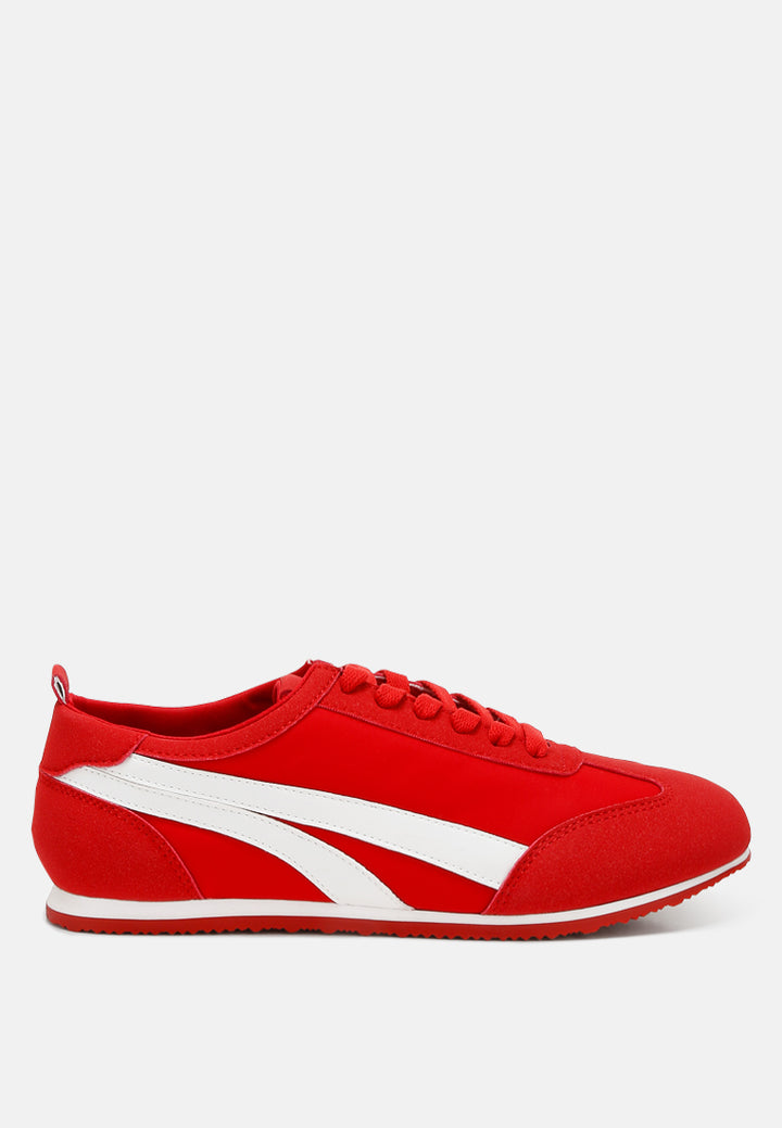 faux leather lace-up sneakers by ruw#color_red