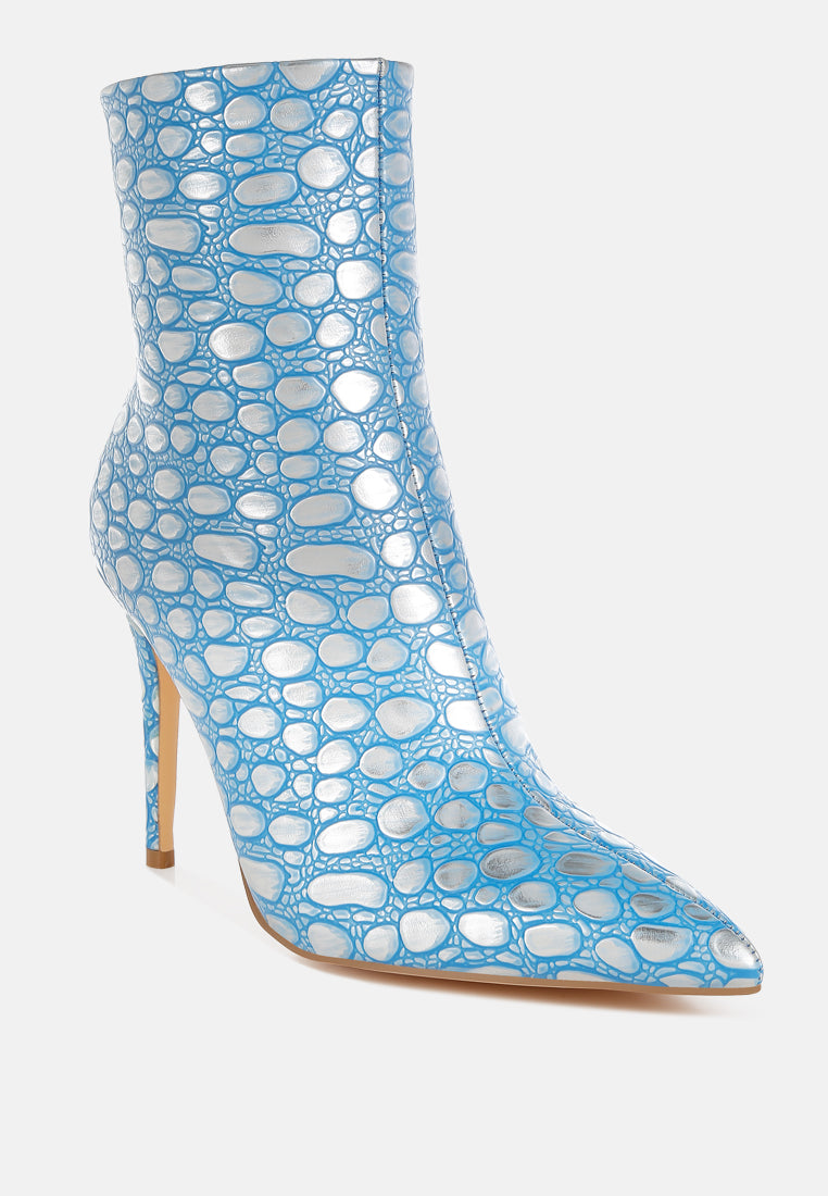 embossed stiletto heel ankle boots by ruw#color_blue