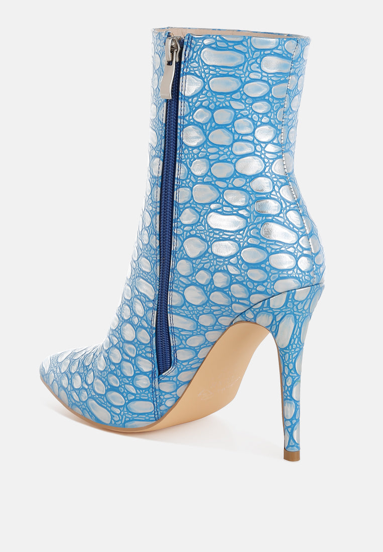 embossed stiletto heel ankle boots by ruw#color_blue