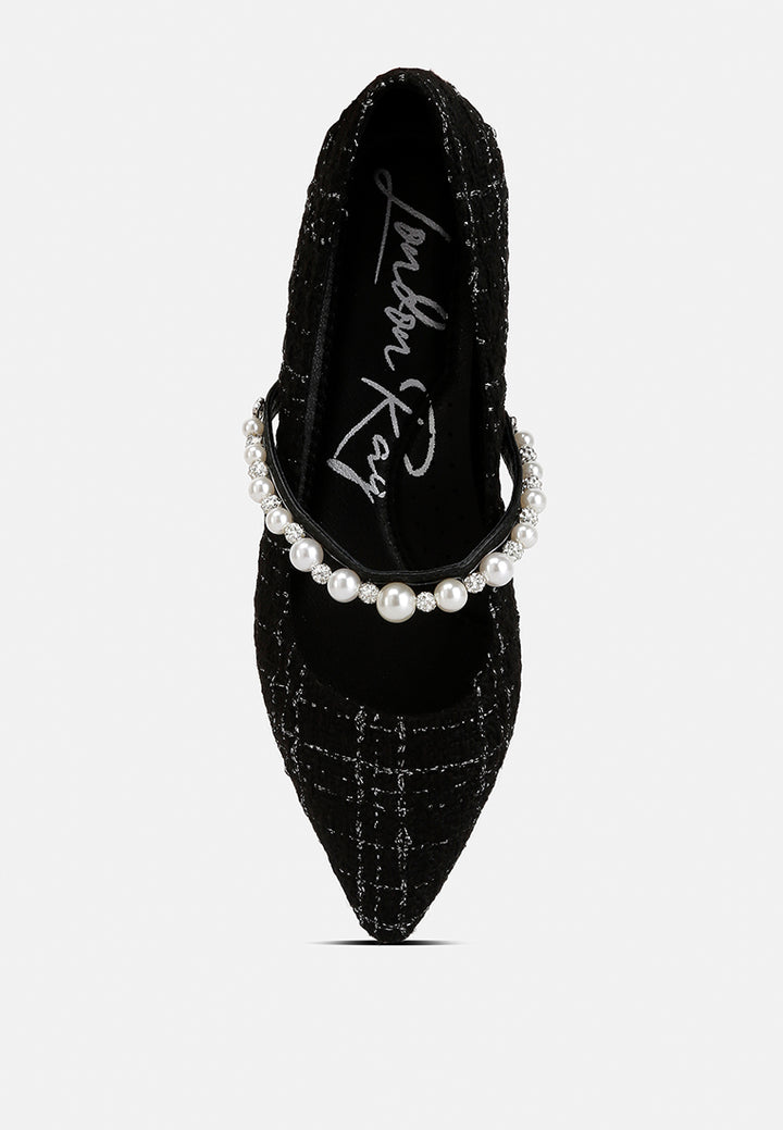 mowie tweed mary jane ballet flats#color_black