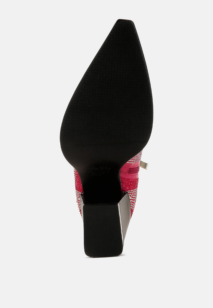 rhinestones embellished ankle boots by ruw#color_fuchsia