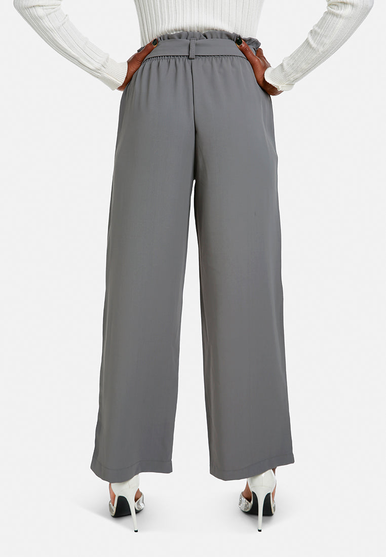 multi button high waisted pants#color_grey