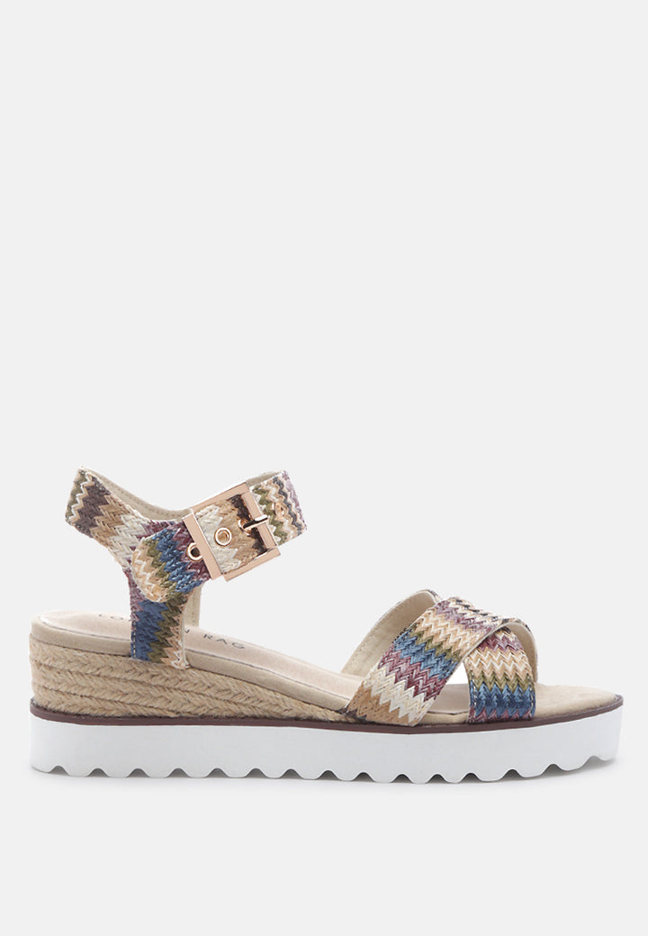 carol color raffia wedges platform#color_multi