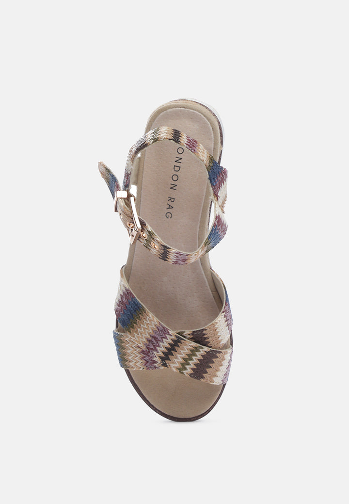 carol color raffia wedges platform#color_multi