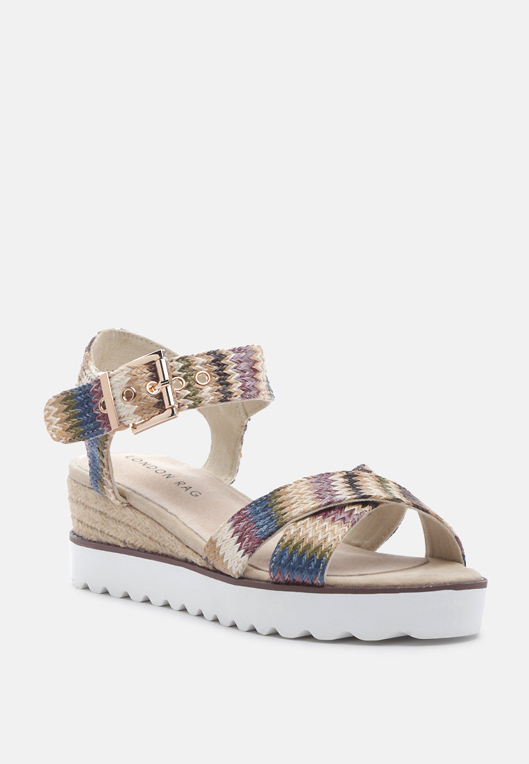 carol color raffia wedges platform#color_multi